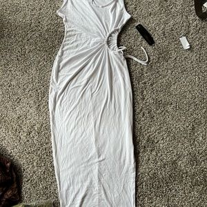 White sundress with split and keyhole side opening